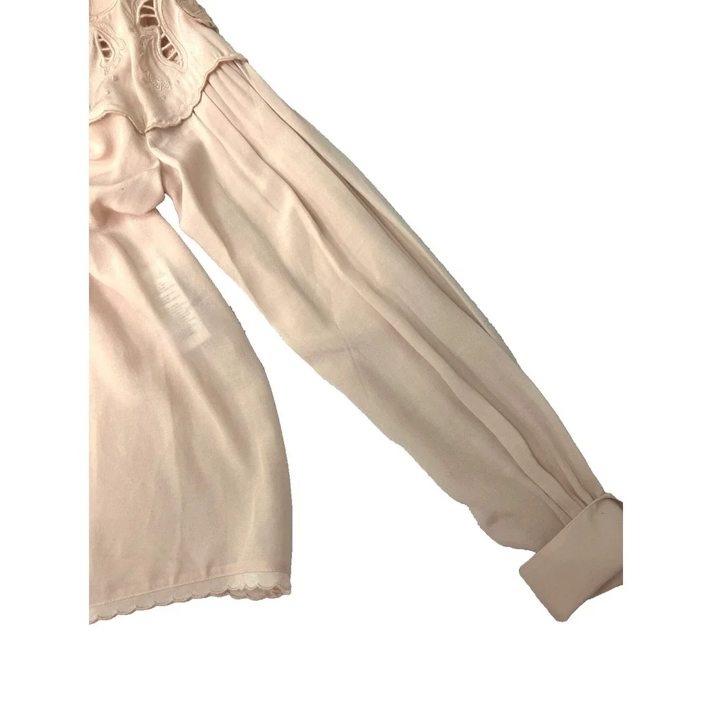 NWT See by Chloe Pullover Blouse Smoky Pink Embroidered Yokes Long Sleeve SZ 36